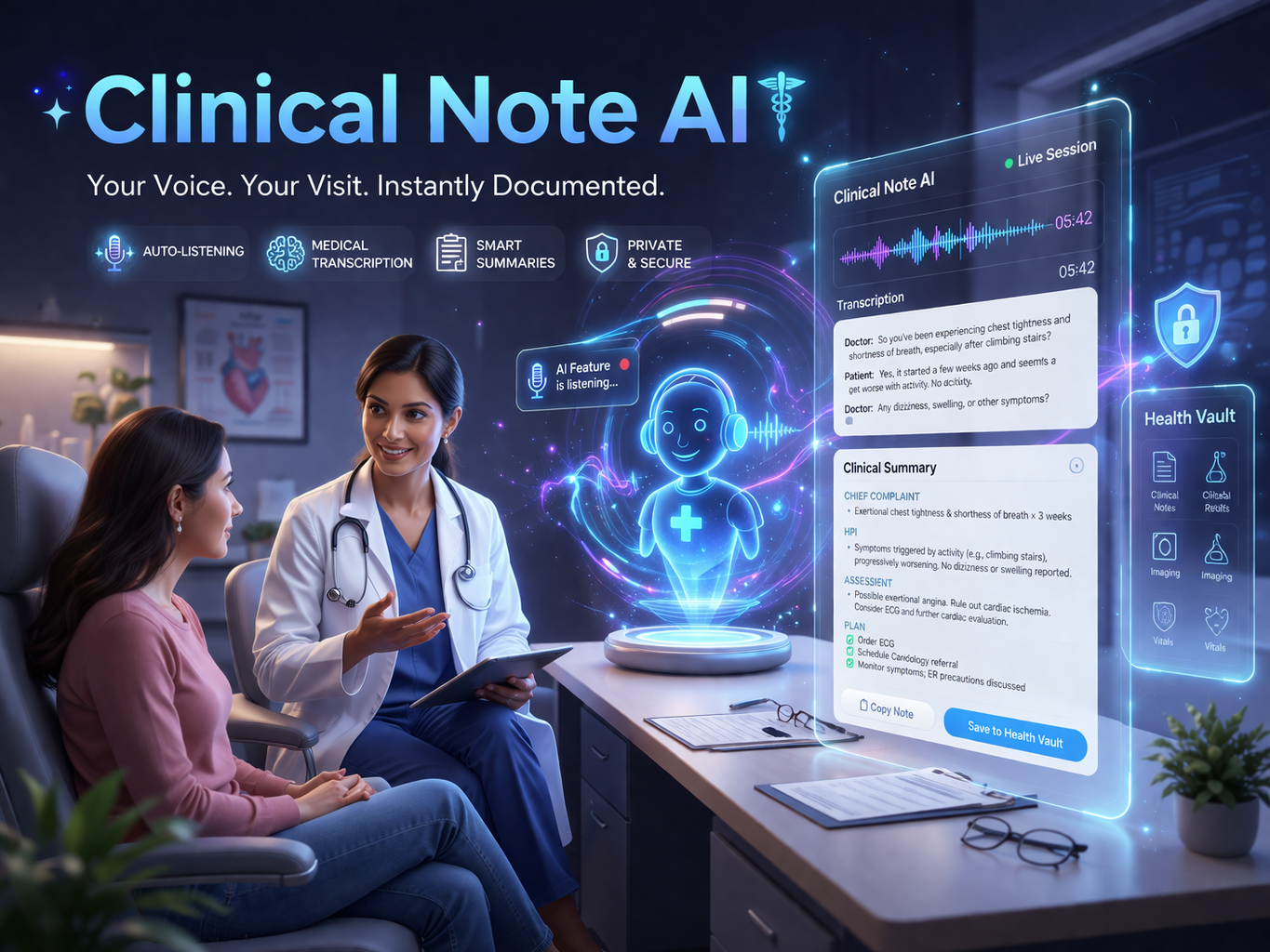 Clinical Note AI — live consultation transcription